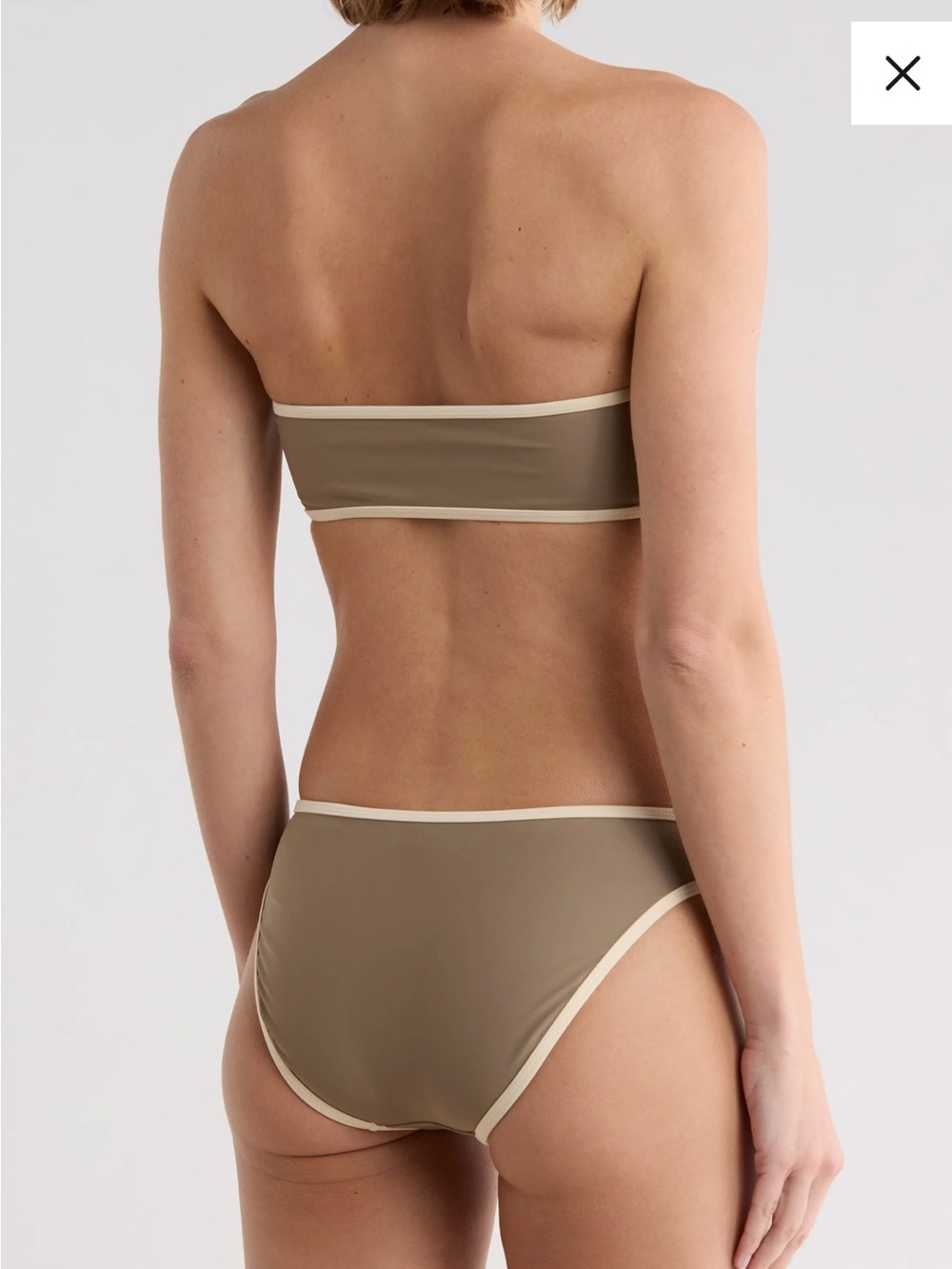 Vince. Taupe Strapless Bandeau Bikini Top with Cream Trim - Picture 2 of 9